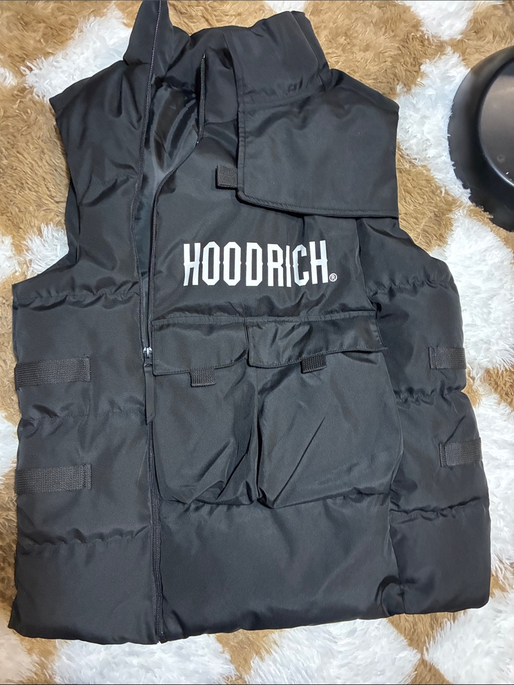 Hoodrich Men's Black Puffer Vest with Front Pockets